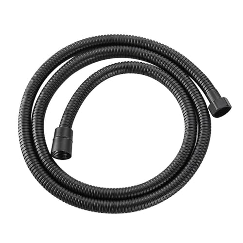 Duschschlauch, schwarz, 150 cm, 200 cm, Badarmatur, Duschschlauch, flexibler Schlauch aus Edelstahl, explosionsgeschütztes Silberrohr 1/2 (schwarz, 2 m Schlauch) von Genérico
