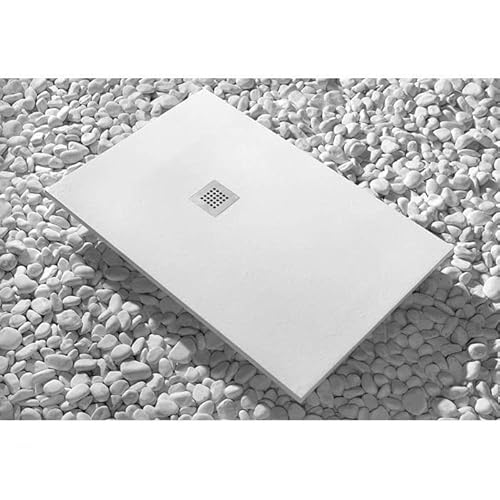 Duschtasse 90 x 100 cm Vulcano Line Extra Slim Weiß aus Kunstharz und Marmorpulver mit Ablaufgarnitur von Generico
