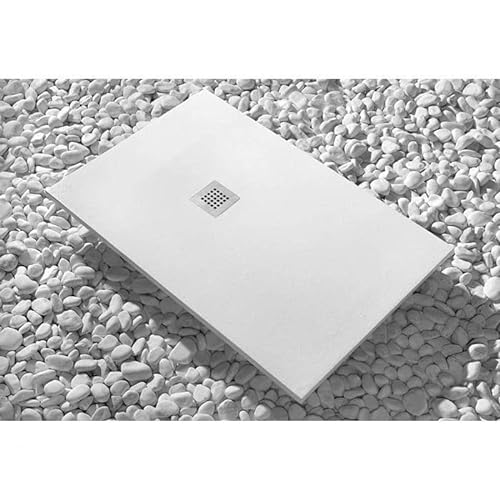 Duschwanne, 70 x 90 cm, Vulcano Line, extra dünn, weiß, aus Kunstharz und Marmorpulver von Generico