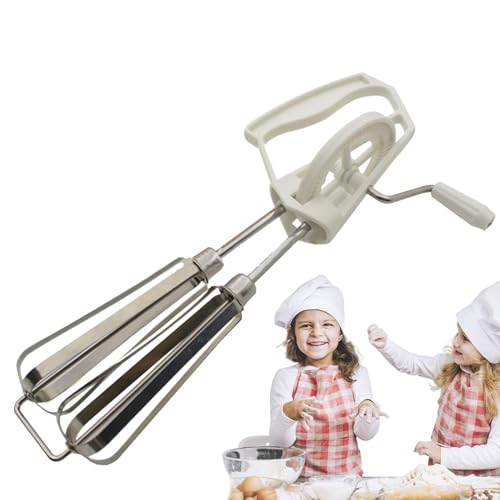 Eiermixer mit Kurbel - Handmixer | Eierbesen mit Kurbel aus Edelstahl mit 2 Rührköpfen, hängendes Küchenwerkzeug, Eiermixer mit komfortablem Griff von Genérico