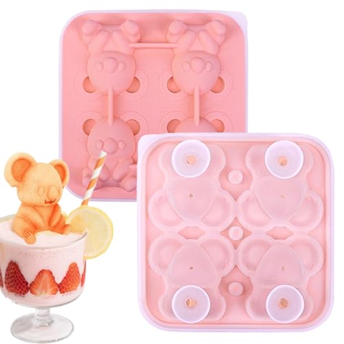 Eiswürfelform | Eisformen in Bärenform mit 4 Mulden für Cocktails - runde Formen leicht zu entformen für den täglichen Gebrauch im Haushalt Getränke Kaltessen Küche und Snacks von Genérico