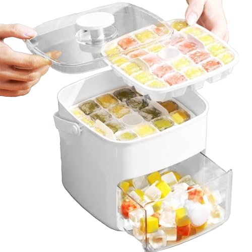 Eiswürfelform: Hersteller von Entspannungsmitteln, flexibles Tablett mit Deckel | Sicheres langsamschmelzendes Gefrierdesign mit einfacher Pop-Funktion, perfekt für Getränke, Herstellung von Genérico