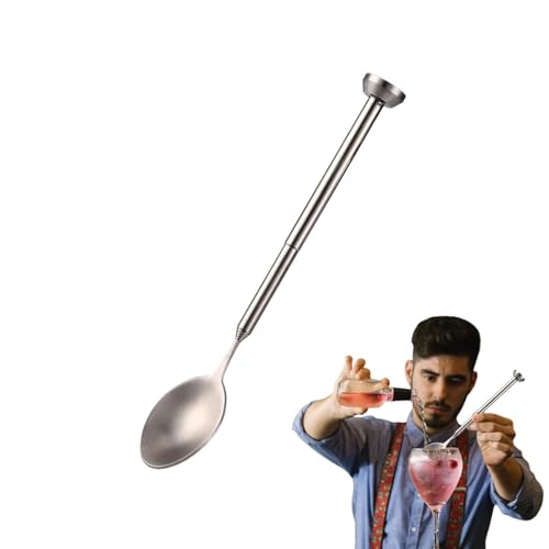 Erweiterbarer Löffel, erweiterter Löffel, lange Edelstahl-Löffel, Küchenutensilien, einziehbares Besteck von 7,7 bis 17,5 Zoll für Reisen, Picknick, Grillen, Abendessen, Post von Genérico
