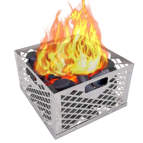 Feuerkorb - Kohleständer aus Edelstahl, robuste Raucherbox | Rostfreies Ofenzubehör für Zuhause, Camping im Freien mit Griff für Heizzelte von Genérico