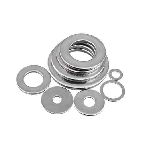 Flache Dichtung aus Edelstahl 304, M1.6-M6, extra große Unterlegscheibe, großer Außendurchmesser verdickt, rund, schmal, M3 x 10 x 2,0 mm, 50 Stück Flache Dichtung aus Edelstahl 304, M1.6-M6, extra große Unterlegscheibe, großer Außendurchmesser verdickt, rund, schmal, M3 x 10 x 2,0 mm, 50 Stück von Genérico