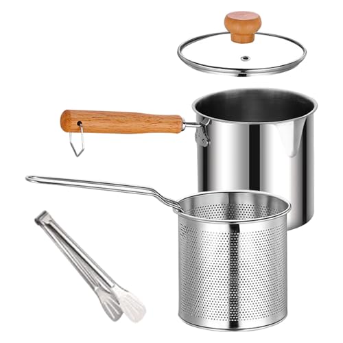 Fritteusentopf mit Korb, Fritteuse aus Edelstahl mit Korb für den Hausgebrauch, Ölfiltertopf mit großem Fassungsvermögen, Fettbehälter für Küche, Camping, von Genérico