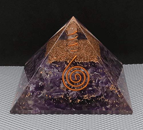 Generico Amethyst Orgonit Pyramide mit Leistungsstarke Heilkupfer Spule für EMF-Schutz und Dekorationen/Geschenke für das Heimbüro (Pyramide von Organit, 3") von Generico
