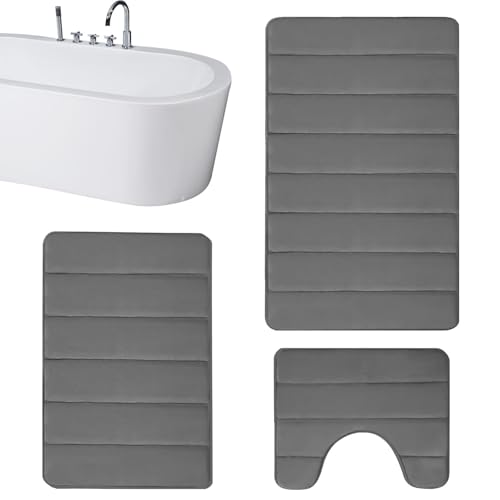 Genérico Badteppich-Set, Badematte ohne Verrutschen, 3-fache Badematte für das Badezimmer ohne Verrutschen, Badematte von u Mat von Genérico