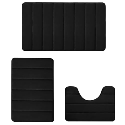Genérico Badteppich-Set, Badematte ohne Verrutschen, 3-fache Badematte für das Badezimmer ohne Verrutschen, Badematte von u Mat von Genérico