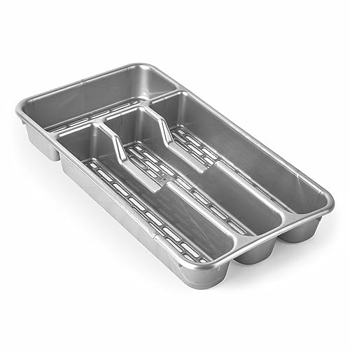 Genérico Besteck-Organizer, silberfarben, Besteckkasten für Schubladen, Küchenutensilien, Gabeln mit 4 Fächern, 33 x 17 x 4 cm von Genérico