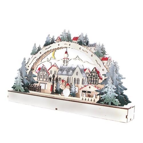 Genérico Christmas Village - Village Häuser | Wooden Village | Portable Wood Christmas Light Up Tabletop Dekoration für Tisch, Study Room, Bedroom, Schrank - LED Village Häuser Ornament Dekoration Genérico Christmas Village - Village Häuser | Wooden Village | Portable Wood Christmas Light Up Tabletop Dekoration für Tisch, Study Room, Bedroom, Schrank - LED Village Häuser Ornament Dekoration von Genérico