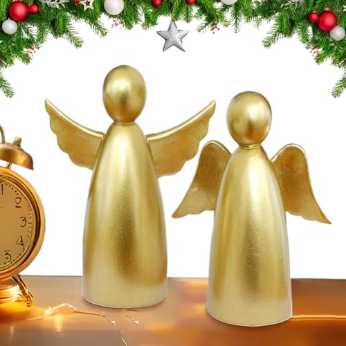 Genérico Engelsdekoration | Engels-Skulptur, 2 Stück, Figur aus vergoldetem Harz für Schlafzimmer, Küche, Wohnzimmer, Schreibtisch, Tisch, Bücherregal, Badezimmer, TV Genérico Engelsdekoration | Engels-Skulptur, 2 Stück, Figur aus vergoldetem Harz für Schlafzimmer, Küche, Wohnzimmer, Schreibtisch, Tisch, Bücherregal, Badezimmer, TV von Genérico