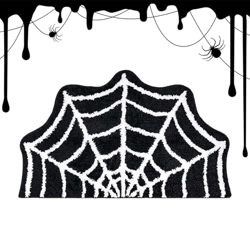 Genérico Halloween-Badematte | Badteppich mit Spinnennetz-Design – Dekoration für Halloween, Heimdekoration für drinnen und draußen, , Eingang, Schlafzimmer, Wohnzimmer, Küche von Genérico