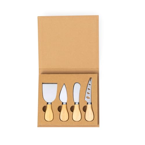 Käsemesser Set – 4-teilig aus Edelstahl mit Griffen aus Eichenholz | Für Käseplatte, Charcuterie, ideales Gourmet-Geschenk für Käseliebhaber von Genérico
