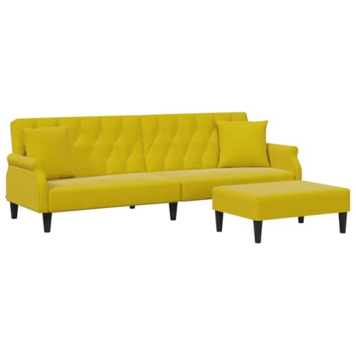 Generico Kangqiling 3216223 Schlafsofa 2-Sitzer mit Kissen und Hocker Gelb Samt Gelb von Generico