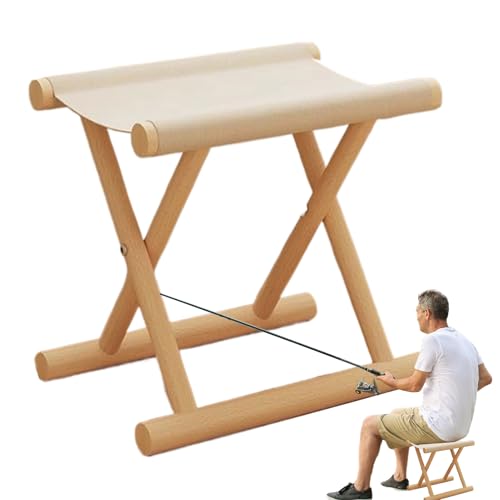 Genérico Klapphocker – Klapphocker für Camping | Stuhl aus Massivholz | Angelstuhl | Stabiler Möbelsitz für Esszimmer im Freien, Schlafzimmer, Schlafzimmer von Genérico