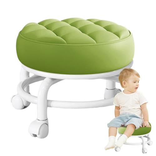 Genérico Rollhocker mit Rollen, um 360° drehbar, Hocker mit Rollen aus Schaumstoff, Drehstuhl mit verstellbarem Hocker, Schminktischhocker mit Rollen von Genérico