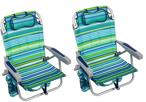 Genérico Tecnolife 2er Pack Strandstühle, blau gestreift, 2024 von Genérico