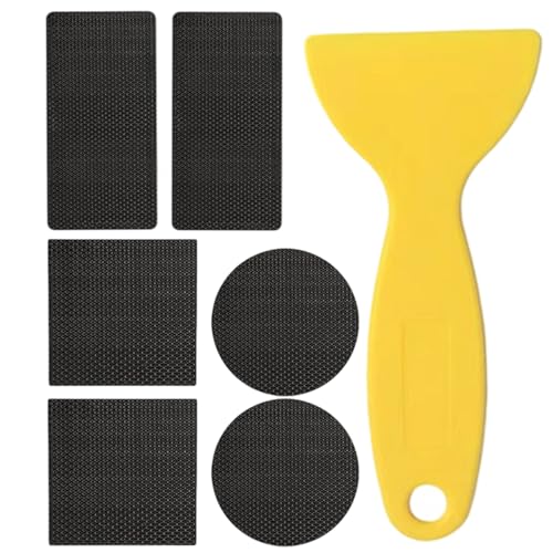 Genérico Trampolin Flicken | Reparaturset für Trampolin 6 Stück - Selbstklebende 3-Formen-Patches mit Schaber für Garten, Zelt und Spiele Genérico Trampolin Flicken | Reparaturset für Trampolin 6 Stück - Selbstklebende 3-Formen-Patches mit Schaber für Garten, Zelt und Spiele von Genérico