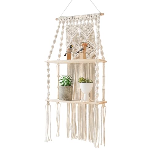 Genérico Wandhängendes - Bohemian Macrame | Floating Tapestry Boho Shelves Living Room Bathroom Home Decor Tassel Hand-Woven Floating Shelf for Bedroom Living Room Nursery Bathroom Tapestry von Genérico
