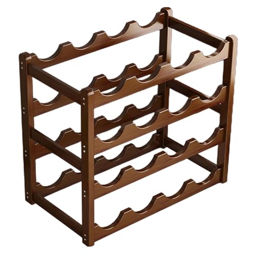 Genérico Weinregal für die Arbeitsplatte, Flaschenregal mit 4 Ebenen, stabiler Flaschenhalter aus Holz, freistehender Weinregal mit Genérico Weinregal für die Arbeitsplatte, Flaschenregal mit 4 Ebenen, stabiler Flaschenhalter aus Holz, freistehender Weinregal mit von Genérico