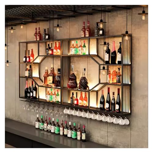 Genérico Weintabletten für Küchenbar, Wanddekoration, Wanddekoration, Metallstange, Likörregale und Glashalter, Weinregale, Wandregale, schwimmend Genérico Weintabletten für Küchenbar, Wanddekoration, Wanddekoration, Metallstange, Likörregale und Glashalter, Weinregale, Wandregale, schwimmend von Genérico