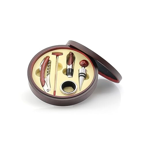 Sommelier Weinzubehör-Set – Holzkiste mit Korkenzieher, Folienschneider, Ausgießer und Stopfen – elegantes Geschenk für Weinliebhaber von Genérico