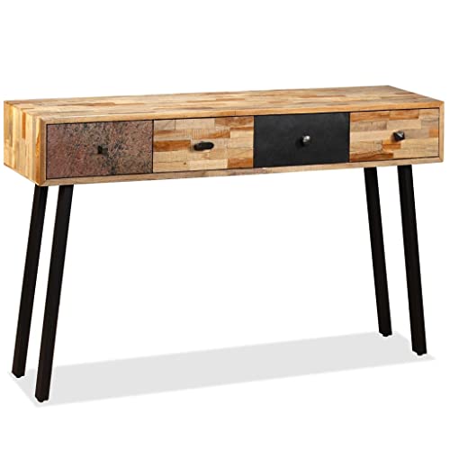 Genérico Wenjingqi 245403 Konsolentisch aus massivem Teakholz, recycelt, 120 x 30 x 76 cm von Genérico