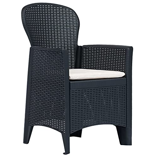 Genérico Wenjingqi 276113 Gartentisch und Stühle, 3-teilig, Kunststoff, Grau, Rattanoptik, Anthrazit von Genérico
