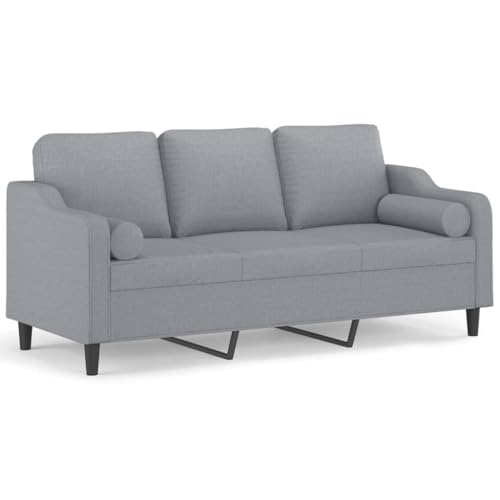 Genérico Wenjingqi 3-Sitzer-Sofa mit Kissen, Stoff, hellgrau, 180 cm, 3200853 Genérico Wenjingqi 3-Sitzer-Sofa mit Kissen, Stoff, hellgrau, 180 cm, 3200853 von Genérico