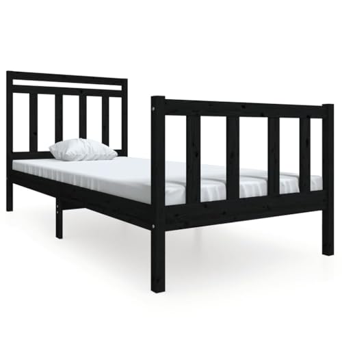 Genérico Wenjingqi 3100952 Bettgestell aus Massivholz, Schwarz, 100 x 200 cm von Genérico