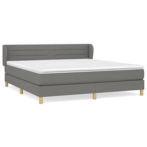 Genérico Wenjingqi 3126902 Boxspringbett mit Matratze, Stoff, dunkelgrau, 180 x 200 cm von Genérico