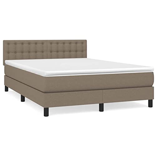 Genérico Wenjingqi 3140381 Boxspringbett mit Matratze Stoff Taupe 140 x 200 cm, Taupe von Genérico