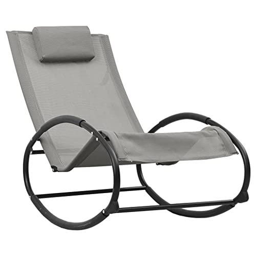 Genérico Wenjingqi 317584 Liegestuhl mit Kissen oder Textilene, Grau, Grau von Genérico
