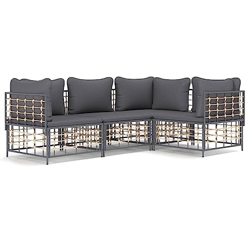 Genérico Wenjingqi 3186747 Polyrattan Gartenmöbelset Sitzgruppe Polyrattan anthrazit grau von Genérico