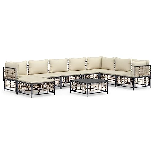 Genérico Wenjingqi 3186792 Gartenmöbel-Set 9-teilig PE-Rattan, anthrazit / anthrazit von Genérico