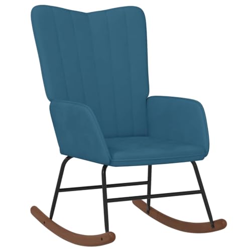 Genérico Wenjingqi 327753 Schaukelstuhl aus Samt, Blau von Genérico