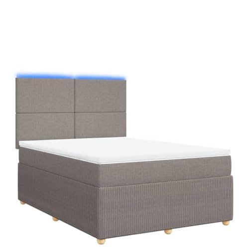 Genérico Wenjingqi 3294348 Boxspringbett mit Matratze, Stoff, Taupe, 140 x 190 cm, Taupe von Genérico