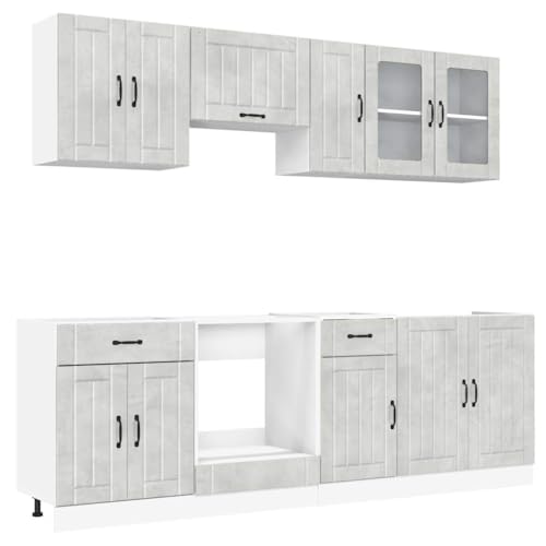 Genérico Wenjingqi 3314835 Küchenmöbel, Kalmar, Betongrau, 8 Teile von Genérico