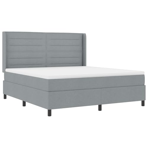 Genérico Wenjingqi 3341595 Boxspringbett mit Matratze, Hellgrau, 180 x 200 cm, Stoff von Genérico