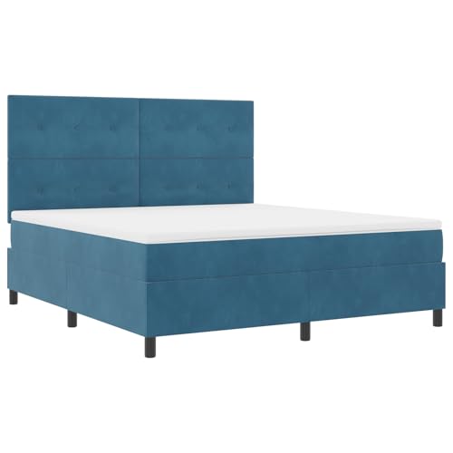 Genérico Wenjingqi 3343332 Boxspringbett, Matratze und LED, Samt, Dunkelblau, 180 x 200 cm von Genérico