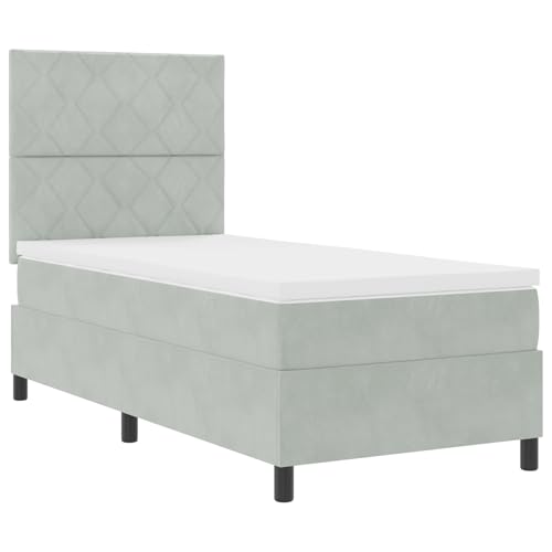 Genérico Wenjingqi 3343352 Boxspringbett, Matratze und LED, Samt, Hellgrau, 90 x 200 cm von Genérico
