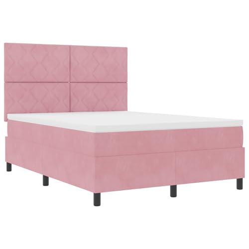 Genérico Wenjingqi 3343387 Boxspringbett und LED, Samt, Rosa, 140 x 200 cm Genérico Wenjingqi 3343387 Boxspringbett und LED, Samt, Rosa, 140 x 200 cm von Genérico