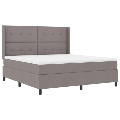Genérico Wenjingqi 3343522 Boxspringbett, Matratze und LED-Licht, taupefarbener Stoff, 180 x 200 cm von Genérico