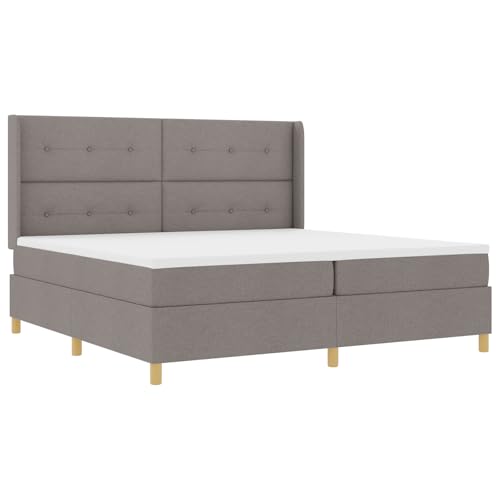 Genérico Wenjingqi 3343718 Boxspringbett, Matratze und LED-Licht, taupefarbener Stoff, 200 x 200 cm von Genérico