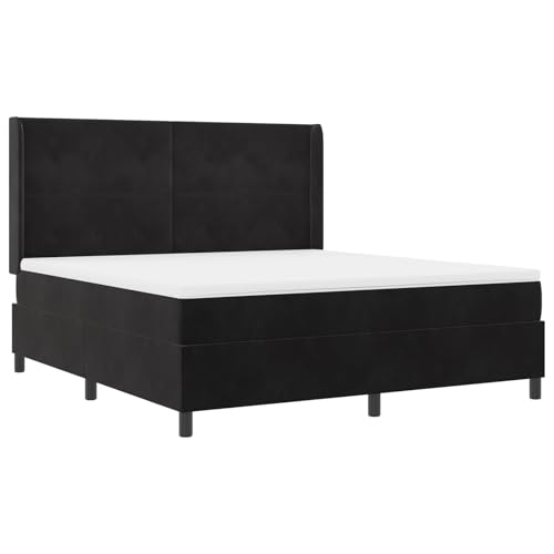 Genérico Wenjingqi 3343882 Boxspringbett und LED, Samt, Schwarz, 180 x 200 cm von Genérico