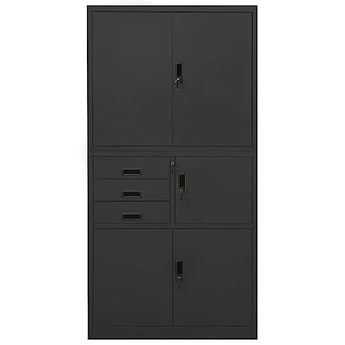 Genérico Wenjingqi 336416 Büroschrank, Anthrazit, 90 x 40 x 180 cm von Genérico