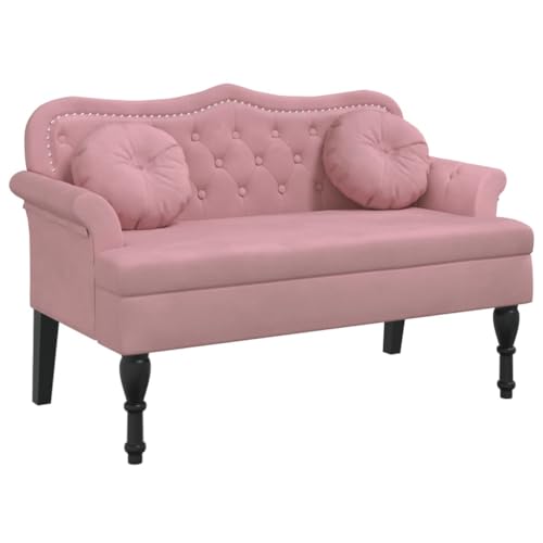 Genérico Wenjingqi 372143 Bank mit Kissen, Samt, Rosa, 120,5 x 65 x 75 cm Genérico Wenjingqi 372143 Bank mit Kissen, Samt, Rosa, 120,5 x 65 x 75 cm von Genérico