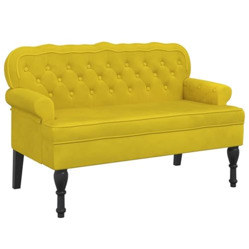 Genérico Wenjingqi 372162 Bank mit Rückenlehne, Samt, Gelb, 119,5 x 64,5 x 75 cm von Genérico