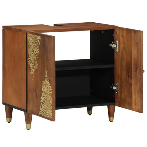 Genérico Wenjingqi 4018755 Waschbeckenschrank Braun mit goldenen Details Massivholz Genérico Wenjingqi 4018755 Waschbeckenschrank Braun mit goldenen Details Massivholz von Genérico